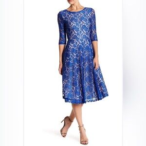 Signature by Sangria Royal Blue Lace Midi Dress